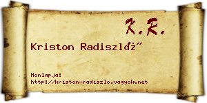 Kriston Radiszló névjegykártya